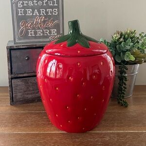 New Farmhouse Strawberry Ceramic Cookie Jar